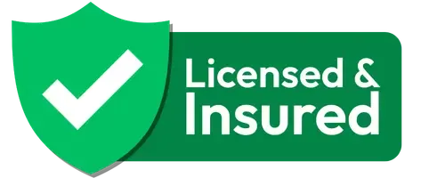 Green shield icon with a checkmark indicating licensed and insured Carpet Tiles Auckland services.